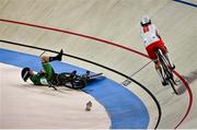 16 August 2022; Mia Griffin of Ireland falls in the Women's Madison Final during day 6 of the European Championships 2022 at Messe Munchen in Munich, Germany. Photo by David Fitzgerald/Sportsfile