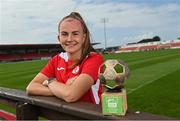 18 August 2022; Emma Doherty of Sligo Rovers receives the SSE Airtricity Women's National League Player of the Month for June/July 2022 at The Showgrounds in Sligo. Photo by Ramsey Cardy/Sportsfile