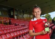 18 August 2022; Emma Doherty of Sligo Rovers receives the SSE Airtricity Women's National League Player of the Month for June/July 2022 at The Showgrounds in Sligo. Photo by Ramsey Cardy/Sportsfile