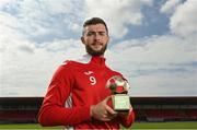 18 August 2022; Aidan Keena of Sligo Rovers receives the SSE Airtricity / SWI Player of the Month for July 2022 at The Showgrounds in Sligo. Photo by Ramsey Cardy/Sportsfile