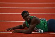 16 August 2022; Israel Olatunde of Ireland crosses the line in second place, and qualifying for the final, during the men's 100m semi-final during day 6 of the European Championships 2022 at the Olympiastadion in Munich, Germany. Photo by Ben McShane/Sportsfile
