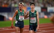 16 August 2022; Brian Fay, left, and Darragh McElhinney of Ireland react after finishing the men's 5000m final during day 6 of the European Championships 2022 at the Olympiastadion in Munich, Germany. Photo by Ben McShane/Sportsfile