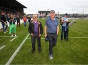 16 August 2022; Horse racing trainer Jim Bolger, left, and Brian Cody, manager of Davy Russell's Best, during the Hurling for Cancer Research 2022 match at St Conleth's Park in Newbridge, Kildare. Photo by Stephen McCarthy/Sportsfile