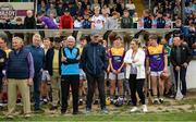 16 August 2022; Brian Cody, manager of Davy Russell's Best, with Liam Griffin, manager of Jim Bolger's Stars, left, and Ursula Jacob, selector with Davy Russell's Best, during the Hurling for Cancer Research 2022 match at St Conleth's Park in Newbridge, Kildare. Photo by Stephen McCarthy/Sportsfile