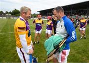 16 August 2022; Goalkeepers Damien Fitzhenry of Jim Bolger's Stars and Brendan Cummins of Davy Russell's Best, right, during the Hurling for Cancer Research 2022 match at St Conleth's Park in Newbridge, Kildare. Photo by Stephen McCarthy/Sportsfile