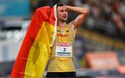 16 August 2022; Gold medalist Niklas Kaul of Germany celebrates after winning the men's decathlon during day 6 of the European Championships 2022 at the Olympiastadion in Munich, Germany. Photo by Ben McShane/Sportsfile