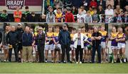 16 August 2022; Liam Cahill, selector with Jim Bolger's Stars, and Horse racing trainer Jim Bolger, with Brian Cody, manager of Davy Russell's Best, and Ursula Jacob, selector with Davy Russell's Best, during the Hurling for Cancer Research 2022 match at St Conleth's Park in Newbridge, Kildare. Photo by Stephen McCarthy/Sportsfile