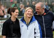 16 August 2022; Rachael Blackmore, Nina Carberry and Ted Walsh Jnr during the Hurling for Cancer Research 2022 match at St Conleth's Park in Newbridge, Kildare. Photo by Stephen McCarthy/Sportsfile