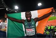 16 August 2022; Israel Olatunde of Ireland after competing in the Men's 100m final during day 6 of the European Championships 2022 at the Olympiastadion in Munich, Germany. Photo by David Fitzgerald/Sportsfile