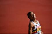 17 August 2022; Nafissatou Thiam of Belgium reacts after finishing third in the Women's Heptathlon 100m hurdles heats during day 7 of the European Championships 2022 at the Olympiastadion in Munich, Germany. Photo by David Fitzgerald/Sportsfile