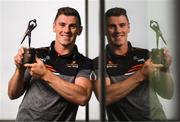 17 August 2022; PwC GAA/GPA Player of the Month for July/August in football, Shane Walsh of Galway, with his award at PwC offices in Dublin. Photo by Stephen McCarthy/Sportsfile