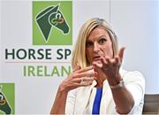 17 August 2022;  Senator Pippa Hackett, Minister of State at the Department of Agriculture, Food and the Marine speaking during the launch of ‘The Business of Breeding’ Report at the Clayton Hotel on Burlington Road in Dublin. Photo by Sam Barnes/Sportsfile