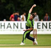 17 August 2022; Curtis Campher of Ireland during the Men's T20 International match between Ireland and Afghanistan at Stormont in Belfast. Photo by Harry Murphy/Sportsfile