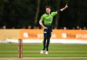 17 August 2022; Josh Little of Ireland celebrates claiming the wicket of Najibullah Zadran of Afghanistan during the Men's T20 International match between Ireland and Afghanistan at Stormont in Belfast. Photo by Harry Murphy/Sportsfile