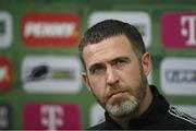 17 August 2022; Manager Stephen Bradley during a Shamrock Rovers press conference at Groupama Aréna in Budapest, Hungary. Photo by Alex Nicodim/Sportsfile