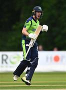 17 August 2022; George Dockrell of Ireland celebrates hitting the winning run in the Men's T20 International match between Ireland and Afghanistan at Stormont in Belfast. Photo by Harry Murphy/Sportsfile