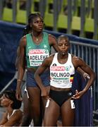 17 August 2022; Rhasidat Adeleke of Ireland, left, before the women's 400m final during day 7 of the European Championships 2022 at the Olympiastadion in Munich, Germany. Photo by Ben McShane/Sportsfile