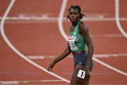 17 August 2022; Rhasidat Adeleke of Ireland after finishing fifth in the women's 400m final with a new national record of 50.53 during day 7 of the European Championships 2022 at the Olympiastadion in Munich, Germany. Photo by Ben McShane/Sportsfile