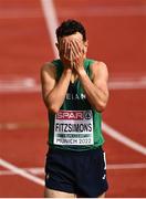 18 August 2022; John Fitzsimons of Ireland reacts after competing in the 800m heats during day 8 of the European Championships 2022 at the Olympiastadion in Munich, Germany. Photo by David Fitzgerald/Sportsfile
