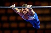 18 August 2022; Uri Zeidel of Isreal competes in the Horizontal Bar during day 8 of the European Championships 2022 at the Olympiahalle in Munich, Germany. Photo by Ben McShane/Sportsfile