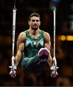 18 August 2022; Daniel Fox of Ireland after competing in the Rings during day 8 of the European Championships 2022 at the Olympiahalle in Munich, Germany. Photo by Ben McShane/Sportsfile