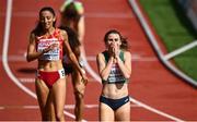 18 August 2022; Louise Shanahan of Ireland reacts after finishing third in her Women's 800m heat during day 8 of the European Championships 2022 at the Olympiastadion in Munich, Germany. Photo by David Fitzgerald/Sportsfile