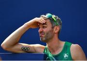 18 August 2022; Thomas Barr of Ireland reacts after failing to qualify for the Men's 400m final during day 8 of the European Championships 2022 at the Olympiastadion in Munich, Germany. Photo by David Fitzgerald/Sportsfile