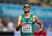 18 August 2022; Thomas Barr of Ireland reacts as he crosses the line in his 400m hurdles semi final during day 8 of the European Championships 2022 at the Olympiastadion in Munich, Germany. Photo by David Fitzgerald/Sportsfile