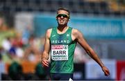 18 August 2022; Thomas Barr of Ireland reacts after his 400m hurdles semi final during day 8 of the European Championships 2022 at the Olympiastadion in Munich, Germany. Photo by David Fitzgerald/Sportsfile