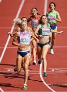 18 August 2022; Louise Shanahan of Ireland, right, crosses the line to finish third in her Women's 800m heat during day 8 of the European Championships 2022 at the Olympiastadion in Munich, Germany. Photo by David Fitzgerald/Sportsfile