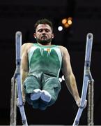 18 August 2022; Dominick Cunningham of Ireland competes in the Parallel Bars during day 8 of the European Championships 2022 at the Olympiahalle in Munich, Germany. Photo by Ben McShane/Sportsfile
