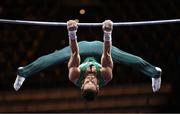 18 August 2022; Daniel Fox of Ireland competes in the Horizontal Bar during day 8 of the European Championships 2022 at the Olympiahalle in Munich, Germany. Photo by Ben McShane/Sportsfile