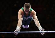 18 August 2022; Ewan McAteer of Ireland competes in the Horizontal Bar during day 8 of the European Championships 2022 at the Olympiahalle in Munich, Germany. Photo by Ben McShane/Sportsfile