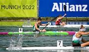 18 August 2022; Jenny Egan-Simmons of Ireland competing in the Women's Kayak Single 500m heat day 8 of the European Championships 2022 at the Olympic Regatta Centre in Munich, Germany. Photo by Sportsfile Photo by Sportsfile