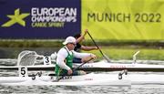 18 August 2022; Patrick O'Leary of Ireland competing in the Men's Va'a Single 200m heats during day 8 of the European Championships 2022 at the Olympic Regatta Centre in Munich, Germany. Photo by Sportsfile