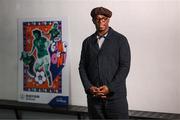 18 August 2022; Arsenal legend Ian Wright at Temple Bar Gallery & Studios in Dublin, during the launch of Cadbury's brand-new initiative to help support Irish women’s grassroots football, ‘The Game is On’. As the grassroots season gets underway, Cadbury have teamed up with ten clubs nationwide to help them promote their club on a local level with the creation of uniquely designed posters. Cadbury have created the ‘The Game is On’ initiative to ensure grassroots women’s teams get the visibility they deserve, with the aim of driving more interest in their clubs. For more information see https://womensfootball.cadbury.ie Photo by Stephen McCarthy/Sportsfile