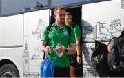 18 August 2022; Sean Hoare of Shamrock Rovers arrives before the UEFA Europa League play-off first leg between Ferencváros and Shamrock Rovers at Groupama Aréna in Budapest, Hungary. Photo by Alex Nicodim/Sportsfile