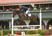 18 August 2022; Daniel Coyle of Ireland on Ivory Tcs compete in the Clayton Hotel Ballsbridge Speed Derby during the Longines FEI Dublin Horse Show at the RDS in Dublin. Photo by Oliver McVeigh/Sportsfile