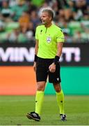 18 August 2022; Referee Glenn Nyberg during the UEFA Europa League play-off first leg between Ferencváros and Shamrock Rovers at Groupama Aréna in Budapest, Hungary. Photo by Alex Nicodim/Sportsfile