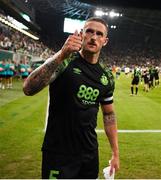 18 August 2022; Lee Grace of Shamrock Rovers after the UEFA Europa League play-off first leg between Ferencváros and Shamrock Rovers at Groupama Aréna in Budapest, Hungary. Photo by Alex Nicodim/Sportsfile