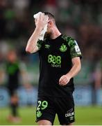 18 August 2022; Jack Byrne of Shamrock Rovers after the UEFA Europa League play-off first leg between Ferencváros and Shamrock Rovers at Groupama Aréna in Budapest, Hungary. Photo by Alex Nicodim/Sportsfile