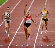 18 August 2022; Ida Karstoft of Denmark after winning heat one of the Women's 200m semi-final during day 8 of the European Championships 2022 at the Olympiastadion in Munich, Germany. Photo by Ben McShane/Sportsfile