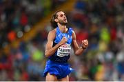 18 August 2022; Gianmarco Tamberi of Italy celebrates after a clearance in the Men's High Jump Final during day 8 of the European Championships 2022 at the Olympiastadion in Munich, Germany. Photo by David Fitzgerald/Sportsfile