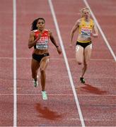 18 August 2022; Mujinga Kambundji of Switzerland on her way to winning heat three of the Women's 200m semi-final during day 8 of the European Championships 2022 at the Olympiastadion in Munich, Germany. Photo by Ben McShane/Sportsfile