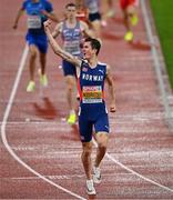 18 August 2022; Jakob Ingebrigtsen of Norway celebrates after winning the Men's 1500m Final during day 8 of the European Championships 2022 at the Olympiastadion in Munich, Germany. Photo by Ben McShane/Sportsfile