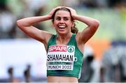 19 August 2022; Louise Shanahan of Ireland reacts after finishing 3rd, to qualify for the final, in the Women's 800m Semi-final during day 9 of the European Championships 2022 at the Olympiastadion in Munich, Germany. Photo by Ben McShane/Sportsfile