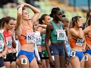 19 August 2022; Rhasidat Adeleke of Ireland, right, before competing in the Women's 4x400m Relay heats during day 9 of the European Championships 2022 at the Olympiastadion in Munich, Germany. Photo by Ben McShane/Sportsfile