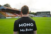 19 August 2022; Bohemians goalkeeper Tadhg Ryan warms-up wearing a t-shirt in memory of the late Derek 'Mono' Monaghan before the SSE Airtricity League Premier Division match between Shelbourne and Bohemians at Tolka Park in Dublin. Photo by Ramsey Cardy/Sportsfile