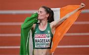 19 August 2022; Ciara Mageean of Ireland celebrates after finishing second in the Women's 1500m Final during day 9 of the European Championships 2022 at the Olympiastadion in Munich, Germany. Photo by Ben McShane/Sportsfile