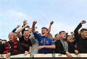 19 August 2022; Bohemians supporters celebrate their side's first goal, scored by Tyreke Wilson, during the SSE Airtricity League Premier Division match between Shelbourne and Bohemians at Tolka Park in Dublin. Photo by Ramsey Cardy/Sportsfile